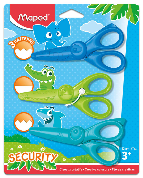 Maped KidiCut Spring-Assisted & Craft Plastic Safety Scissors, Kids, 4.75 Inch, Set of 3 (981727)