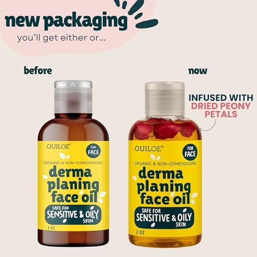 Dermaplaning Oil for Women - Face Shaving Oil for Oily Skin - Non Comedogenic, Fragrance Free, Organic, Natural and Lightweight - Use with Dermaplani