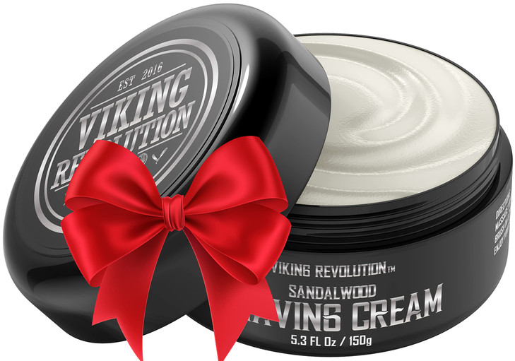 Viking Revolution Luxury Shaving Cream for Men- Sandalwood Scent - Soft, Smooth & Silky Shaving Soap - Rich Lather for the Smoothest Shave - 5.3oz