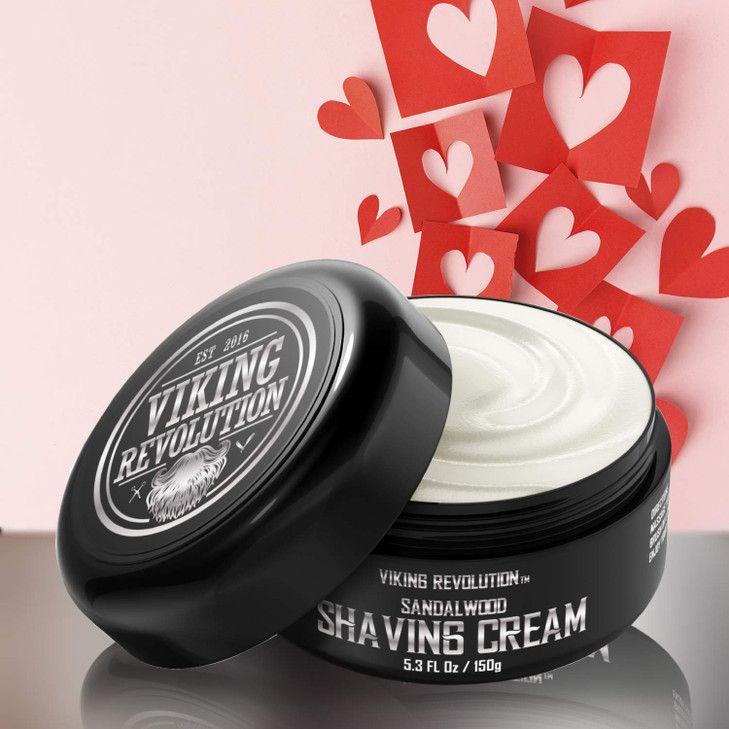 Viking Revolution Luxury Shaving Cream for Men- Sandalwood Scent - Soft, Smooth & Silky Shaving Soap - Rich Lather for the Smoothest Shave - 5.3oz