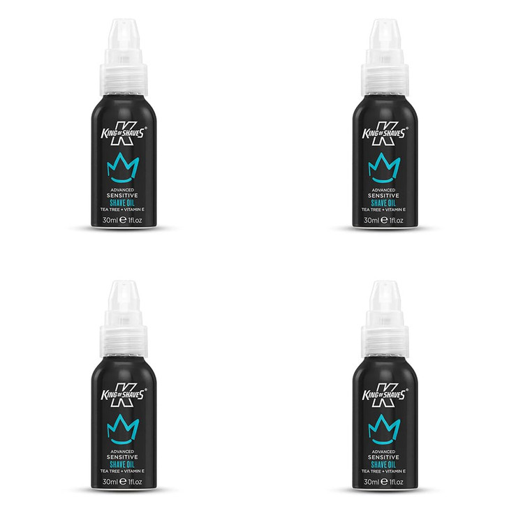 King of Shaves Sensitive Advanced Shaving Oil With Handy Pump QUAD PACK 1.01 fl oz