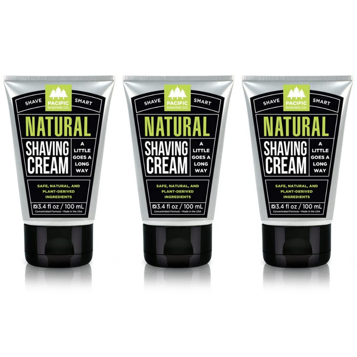 Pacific Shaving Company Natural Shaving Cream - Shea Butter + Vitamin E Shave Cream for Hydrated Sensitive Skin - Clean Formula for Smooth, Anti-Redn