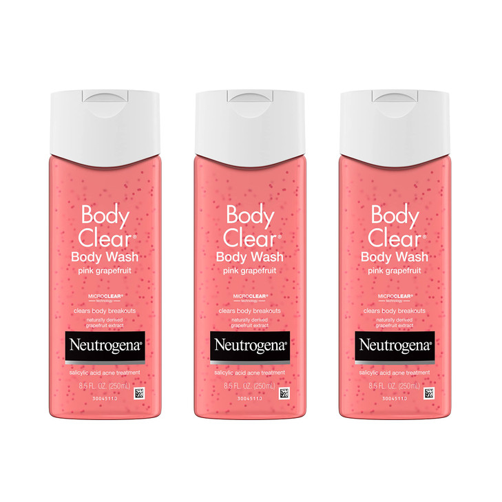 Neutrogena Body Clear Acne Body Wash Pink Grapefruit - Salicylic Acid Formula for Breakout Treatment, Exfoliating Cleanser for Clear Skin, 8.5 fl. oz