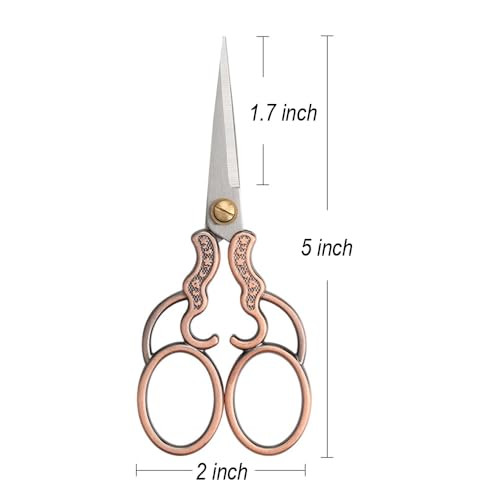 Aesosor 5" Vintage Scissors All Purpose, Stainless Steel Scissor for Scrapbook Albums, Small Sewing Scissors for Home Office Studio Craft Art Work Ha