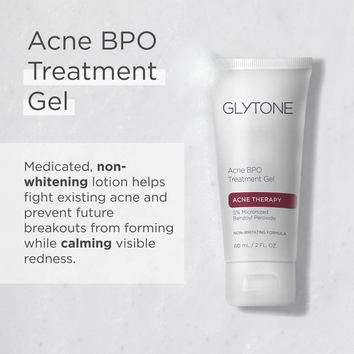 Glytone Acne BPO Treatment Gel - 5% Benzoyl Peroxide Spot Acne Treatment for Face - Cystic Breakout and Scar Medication - Non-Comedogenic Time-releas