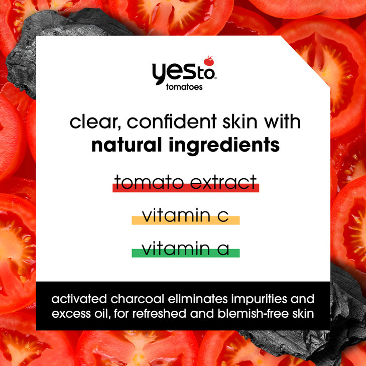 Yes To Tomatoes Clear Skin Detoxifying Charcoal Mud Mask For Acne Prone Skin Draw Out Impurities And Prevent Breakouts Contains Salicylic Acid 96 Nat