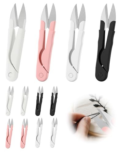 QIYUDA 12PCS Crochet Scissors with Cover, Ergonomic Durable for Crafting Stainless Steel Yarn Thread Knitting Seamstress Cutter Snips for Sewing Craf