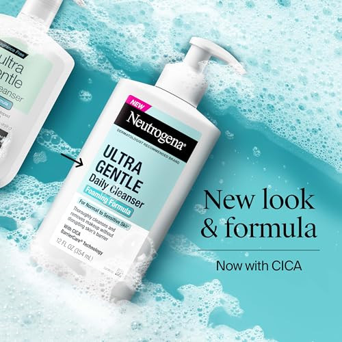 Neutrogena Ultra Gentle Foaming Facial Cleanser, Foaming Face Wash for Sensitive Skin, Gently Cleanses Away Dirt, Oil & Makeup Without Over Drying, F