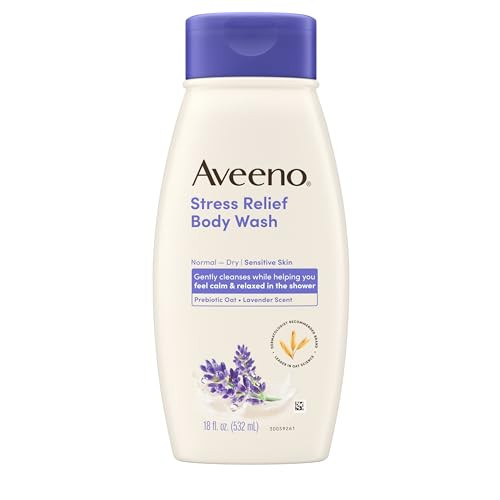 Aveeno Stress Relief Body Wash with Nourishing Oat & Lavender Scent for Sensitive Skin, Gently Cleanses & Helps You Feel Calm & Relaxed in the Shower