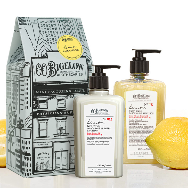 C.O. Bigelow Apothecary Duo Handcare Gift Set, Lemon Hand Soap & Body Lotion, Liquid Hand Wash & Moisturizing Body Lotion, Set of 2, 10 Fl Oz