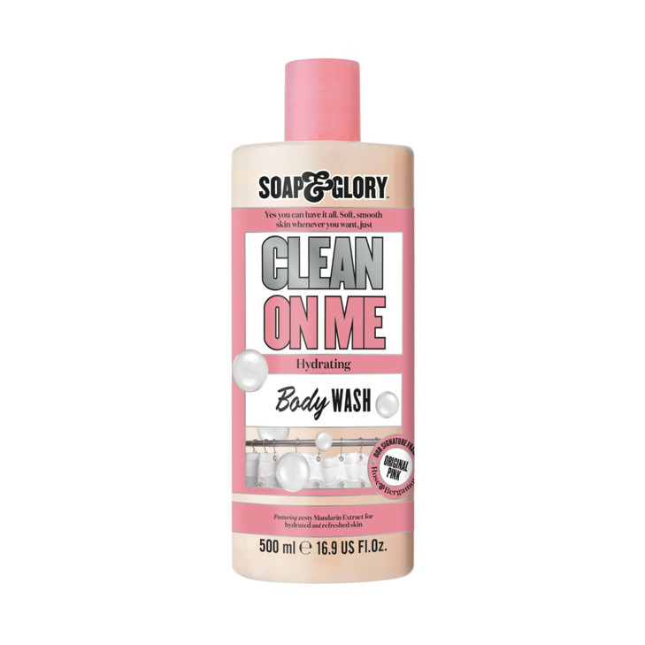 Soap & Glory Clean On Me Clarifying Body Wash for Women - Shower Gel for Dry Skin with Built-In Lotion - Moisturizing Body Soap for Soft, Hydrated Sk