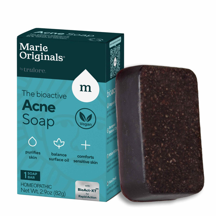 Marie's Original Acne Bar Soap Cleanser for Face and Body | Acne Treatment with Bentonite Clay, Organic Oat Bran, Noni Fruit Powder, White Willow | N