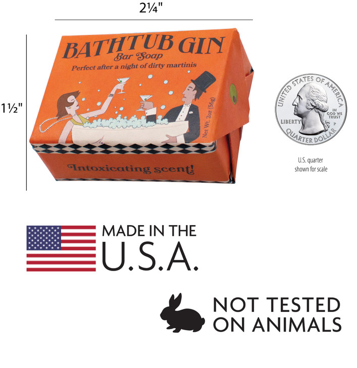The Unemployed Philosophers Guild Bathtub Gin Soap - Made in the USA, 2oz (56g) Travel or Hotel Sized Guest Bar Soap