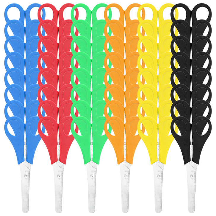 48 Pack Scissors Bulk for Kids, 5.12" Safety Blunt Tip Student Scissors, 6 Assorted Colors Kid Craft Scissor for Cutting Regular Paper, Construction
