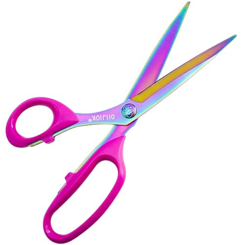 OIIJIOK Left Handed Scissors,9.5 Inch All Purpose Lefty Scissors,Titanium Coating Forged Stainless Steel, Soft Comfort-Grip Handles,Perfect for Offic