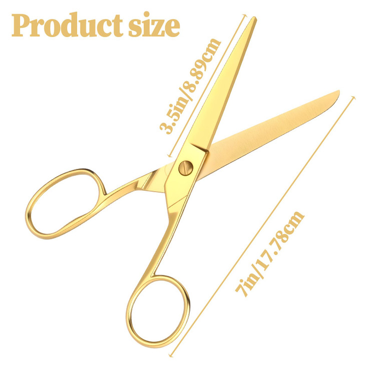 Gold Scissors for Office Desk Stainless Steel All Purpose 7 inch Premium Tailor Cloth Tailor Scissors All Purpose Shears for Cutting Fabric Paper Ope
