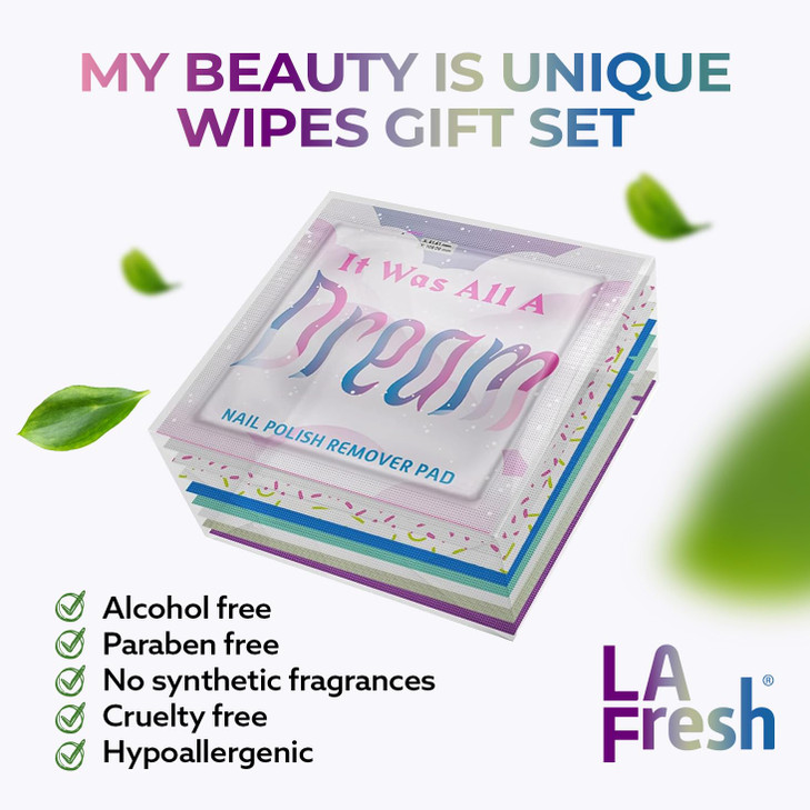 LA Fresh My Beauty Is Unique Wet Wipes Variety Pack - Beauty Wipes Set, Holiday Gifts for Women, Travel-Sized, TSA Friendly, Individually-Wrapped Wip