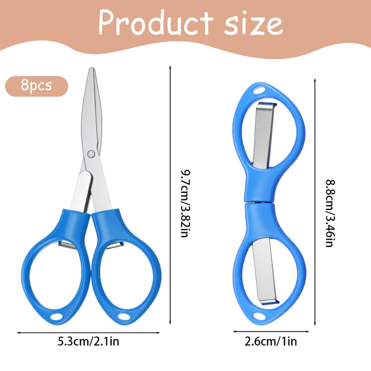 YBEATY 8 Pcs Folding Scissors Portable Mini Travel Scissors Stainless Steel Telescopic Cutter Foldable Pocket Scissor for Travel Home Office Camping