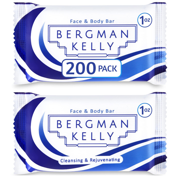 BERGMAN KELLY - Hotel Soap Bars - White Tea, 1 oz, 200 PK - Travel Size Luxury Bulk Amenities Bar Soap - Mini Individually Wrapped Rectangular Soap,