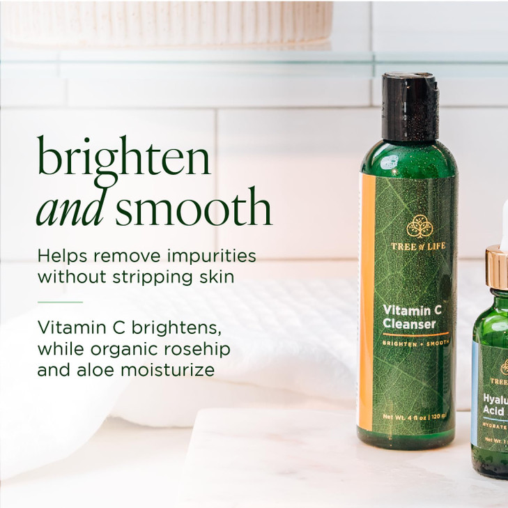 Tree of Life Beauty Vitamin C Brightening Face Care, Minimizing Pores & Facial Cleanser for Gentle Deep Cleaning with Organic Aloe, Clean Dermatologi
