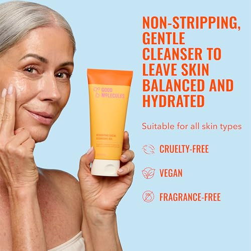 Good Molecules Hydrating Facial Cleansing Gel - Face Wash with Rosewater and Pineapple Extracts to Brighten, Cleanse, and Moisturize - Facial Cleanse