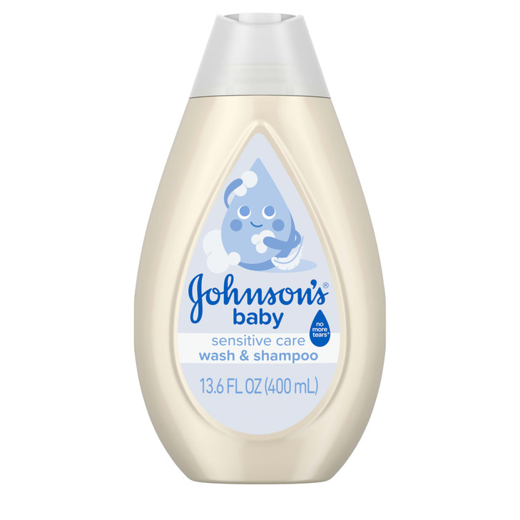 Johnson's Sensitive Care Baby Wash & Shampoo, Daily Moisturizing 2-in-1 Baby Wash & Shampoo to Gently Cleanse Without Drying Out Sensitive Skin, Ligh