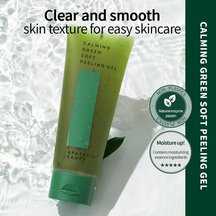 LAPALETTE Calming Green Soft Peeling Gel | Green Tea, Centella Asiatica Extract & Bamboo Sap | Exfoliating W. 84% Moisturizing Essence | Exfoliation