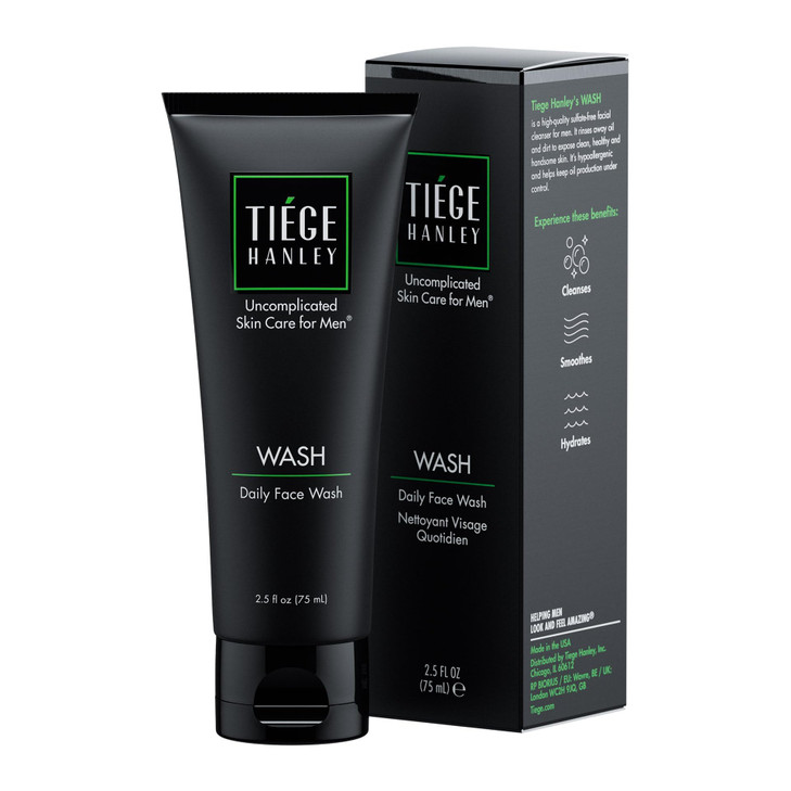 Tiege Hanley Daily Face Wash for Men, Gentle Fragrance-Free Cleanser with Jojoba Oil, Aloe, & Vitamin B3, Hydrating Foaming Formula for Deep Clean, G
