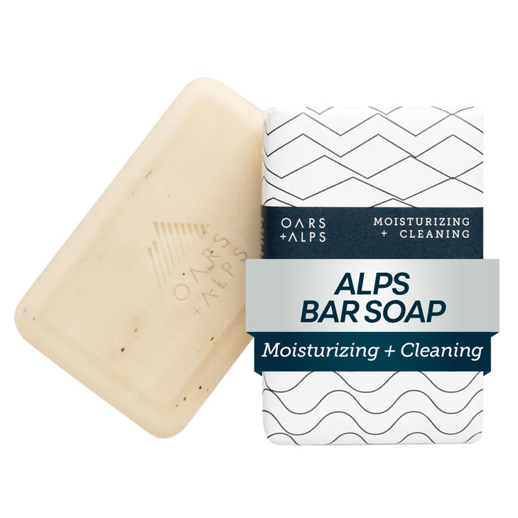 Oars + Alps Exfoliating & Moisturizing Bar Soap for Men, Deep Cleaning Soap, Clean Ingredients, All Skin Types, Shea Butter, Jojoba Oil, 1pk
