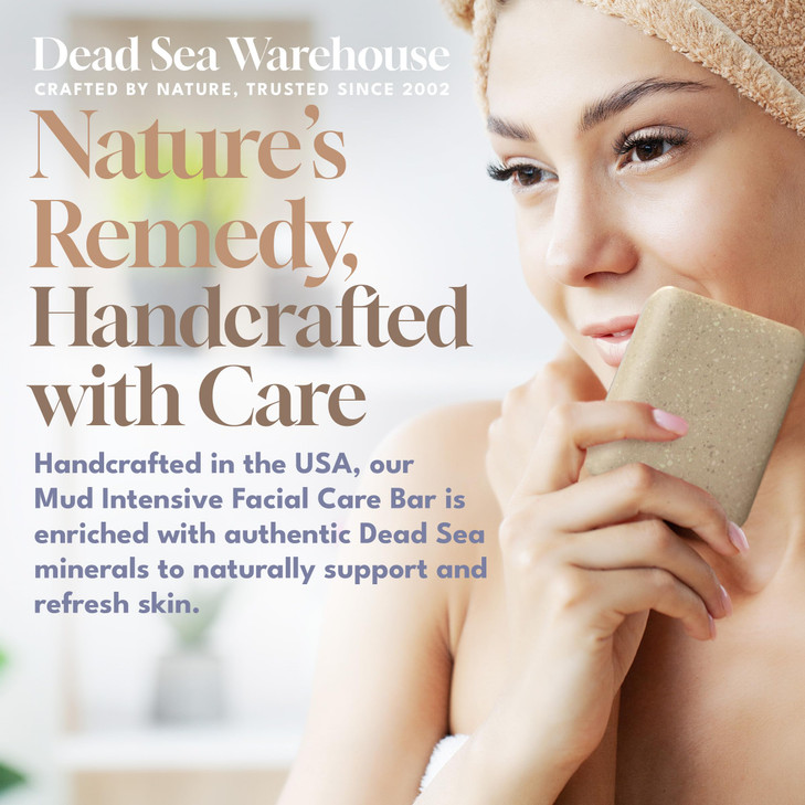 Dead Sea Soap MUD INTENSIVE Facial Care Bar - Face Soap for Women and Men - Purifying Dead Sea Mud - For Balanced & Clear Skin, Handmade & Unscented