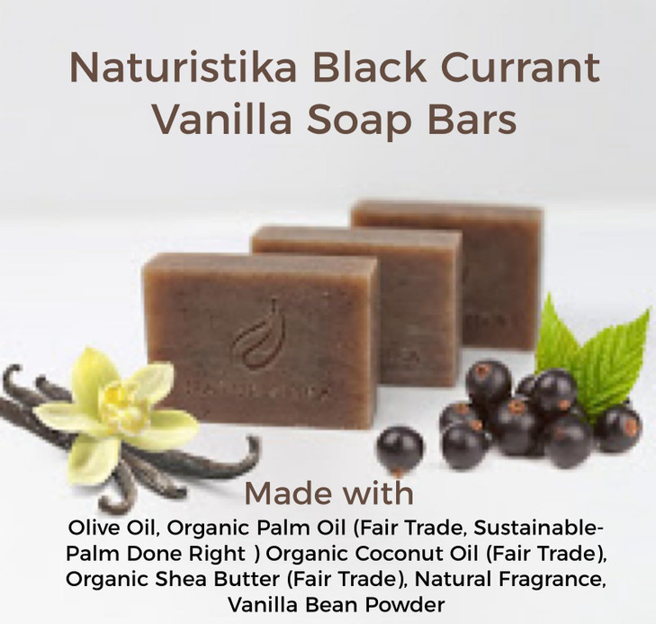 Naturistika Black Currant Vanilla Soap Bar. Vegan All Natural Handcrafted with Organic Oils and Non-GMO ingredients. Face and Body Soap for Men, Wome