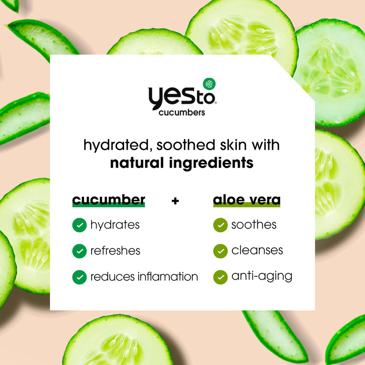 Yes To Face Wipes for Women and Men, Sensitive Facial Cleansing Wipes for use as a Make Up Remover, Cleaning, Soothing, Cucumbers Aloe Vera (Pack of