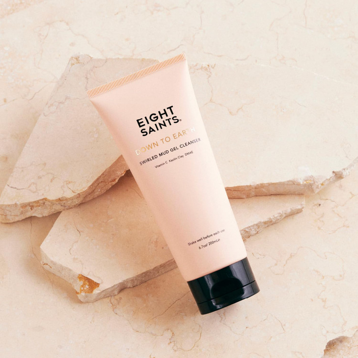 Eight Saints Down To Earth Mud Gel Face Wash, Natural and Organic, Gentle and Effective Daily Anti Aging Facial Cleanser, Makeup Remover, Nourishing
