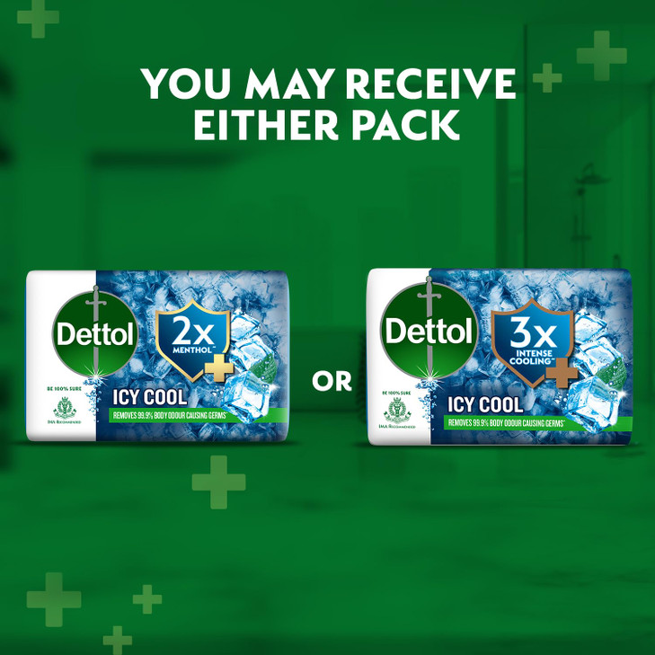Dettol Icy Cool 2X Menthol Soap Bar 125g (4.40 Ounce) | Pack of 5