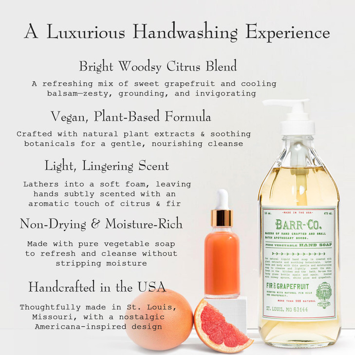 BARR-CO. Reserve Hand Soap, Natural Hand Soap for Kitchen & Bathroom, Vegan Formula, Earthy Tobacco & Cedar Scent 16 fl oz
