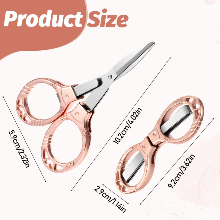 2 Piece Stainless Steel Portable Mini Small Traveling Scissors, Foldable Travel Mini Folding Scissor, Portable Travel Scissors, Safety Pocket Badge S