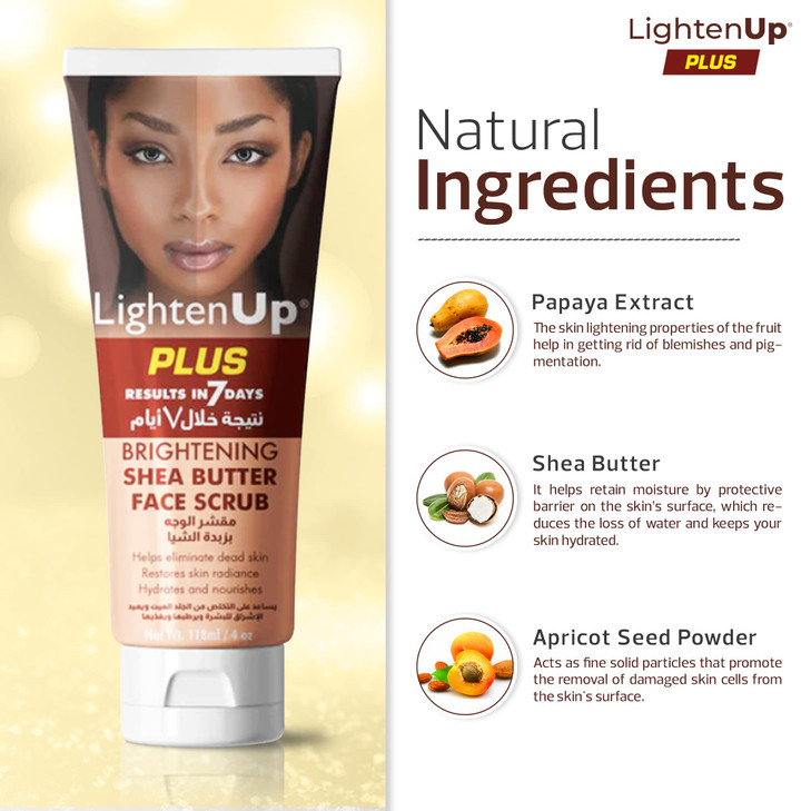 OMIC Lighten-Up LightenUp Brightening Face Wash - 4 fl oz / 118 ml - Face Scrub Exfoliator, Natural Shower Gel, with Coconut Oil, Papaya, Shea Butter