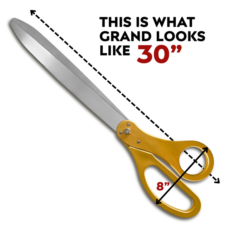 Extra Large Grand Opening Ceremony Kit  30 Inch Gold Ceremonial Scissors for Ribbon Cutting and Golden Satin Ribbon 7.65 YD for Special Event Giant