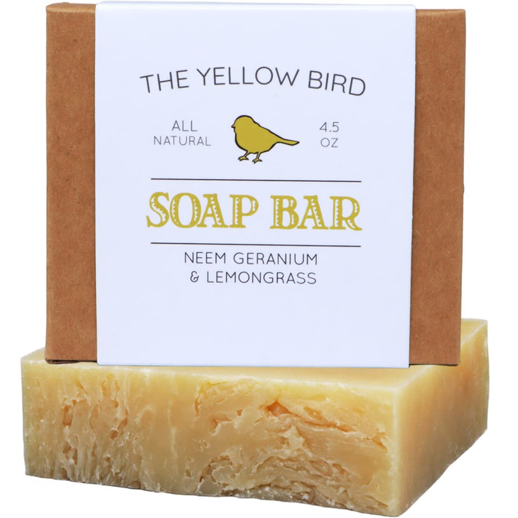 The Yellow Bird Natural Neem Soap Bar for Face & Body. Handmade, Gentle, Deep Cleasning, Organic Ingredients for Sensitive Skin