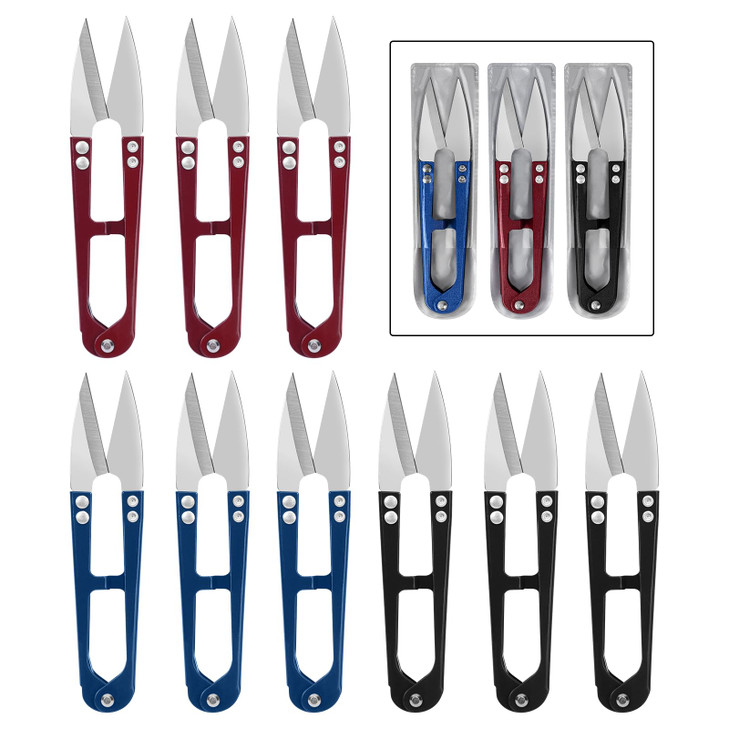 UCEC?Compact Thread Snips Small Sewing Scissors 4.2?Inch Metal Thread Cutter Yarn Scissors 9?Pack Red?Blue?Black for Fabric Cutting Embroidery