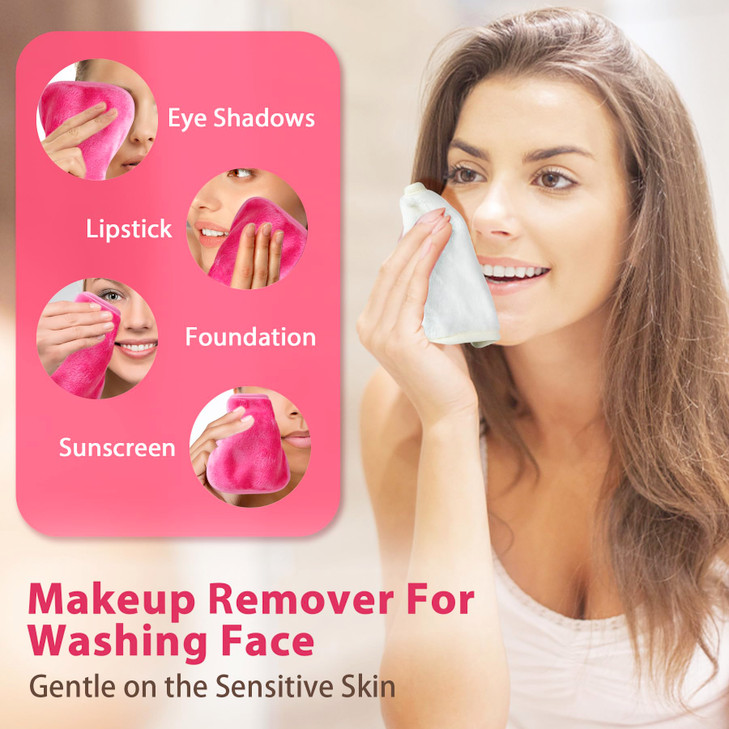 Makeup Remover Cloth, 6" x 6" Make Up Towels Reusable Face Cloth for Washing Face, Makeup Remover Pads Microfiber Face Washcloth with Mesh Bag, Just
