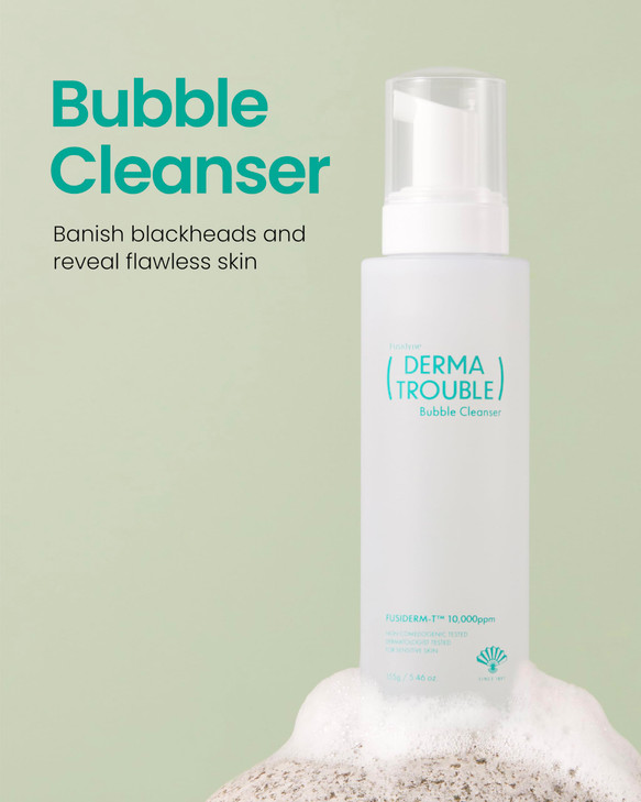FUSIDYNE Derma Trouble Bubble Cleanser (5.46 fl oz) Non-Comedogenic BHA Low-pH Mild Micro Foaming Cleanser for Sensitive Skin with Sebum-Control Comp