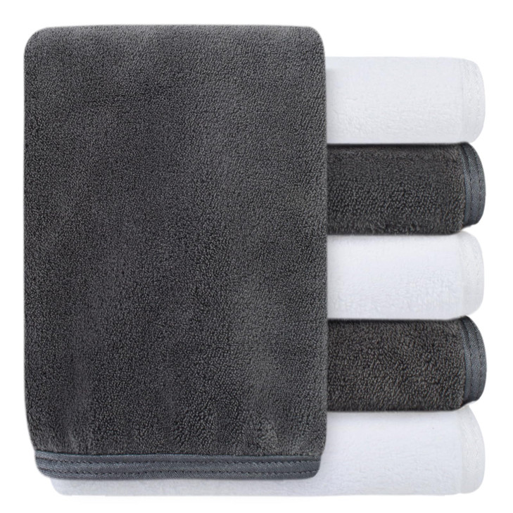 SINLAND Absorbent Coral Velvet Washcloth Ultra Soft Microfiber Face Towels 12 x 12 inch Multi-Purpose Face Cloths for Household and Sport