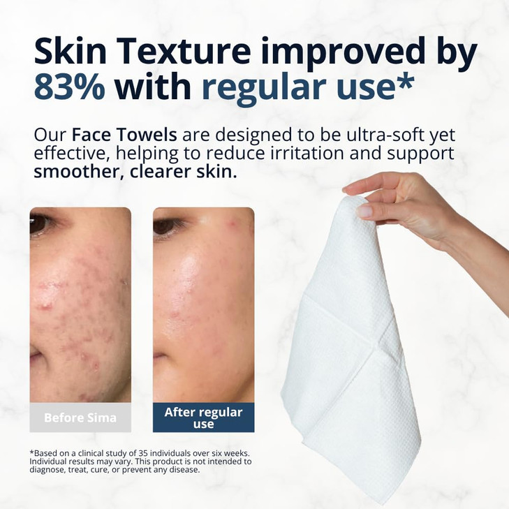 Sima Disposable Face Towels for Drying - 100% Cotton Face Wipes 50 Pack - Biodegradable Makeup Remover for Sensitive Skin, Gentle Clean Facial Cloth