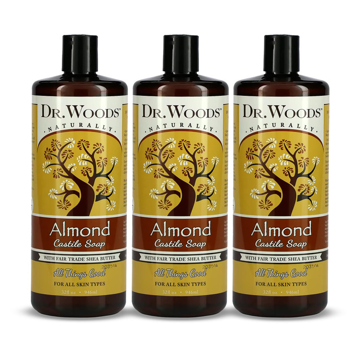 Dr. Woods Almond Liquid Castile Soap - Castile Soap with Pure Almond Oil, Body Wash for Men and Women, Organic Shea Butter, Natural Cleaner for Face,