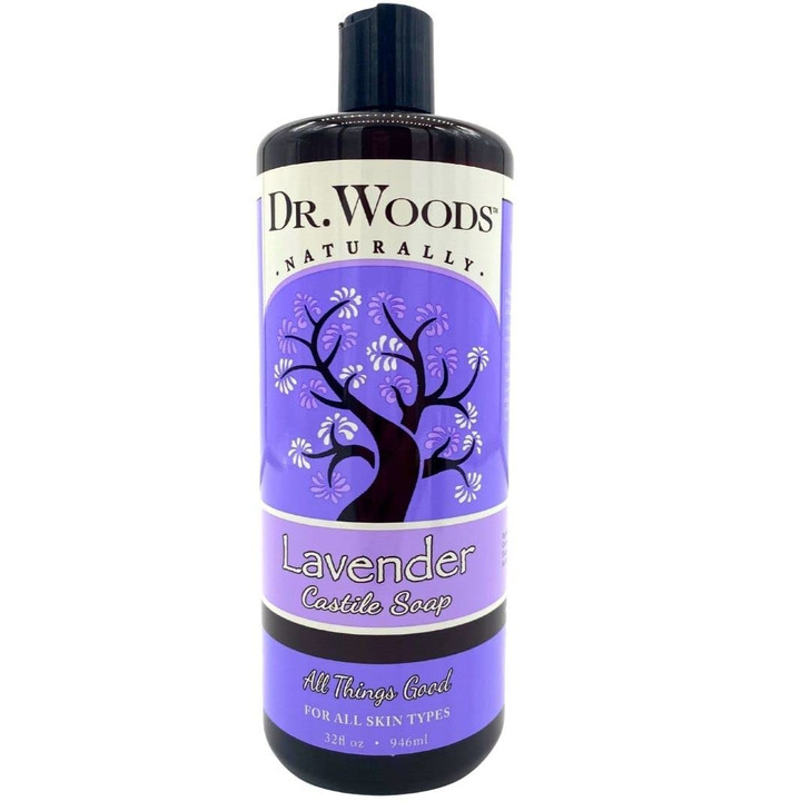 Dr. Woods Lavender Liquid Castile Soap - Castile Soap with Pure Lavender Oil, Body Wash for Men and Women, Natural Cleanser for Face, Hands, and Body