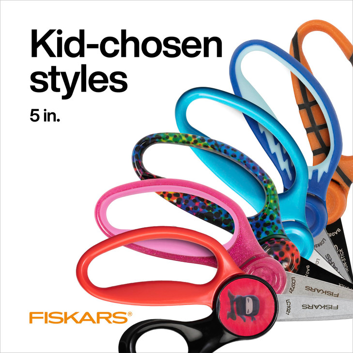 Fiskars 5" Blunt-Tip Scissors Classpack for Kids Ages 4-7 with Art Caddy Organizer (24-Pack), Kids Scissors for School or Crafting, Back to School Su