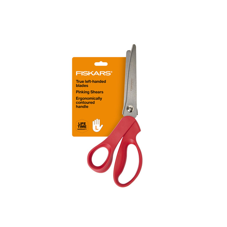 Fiskars 8 Premier Left-Handed Pinking Shears, Precision Stainless Steel Blades for Zigzag Cutting, Ergonomic Handle for Comfort