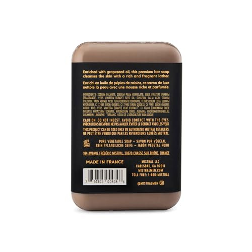 Mistral Teak Wood Luxury Bar Soap for Men | Mens Natural Soap Bar | Paraben, Phthalates Free | Moisturizing & Triple-Milled Natural Soap for Men - M
