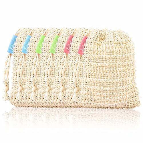 Bar Soap Saver Bags 6 Pieces, Shampoo & Conditioner Bar Holder for Preserve Soap Bars, Natural Sisal Soap Pouch for Exfoliating Body Scrubber, Travel